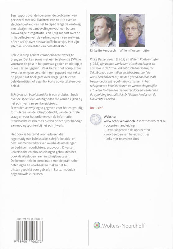 Achterkant van Schrijven van beleidsnotities