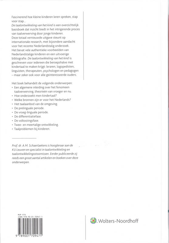 Achterkant van De taalontwikkeling van het kind