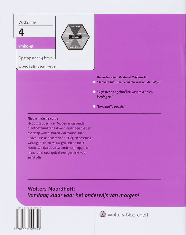 Achterkant van 4 vmbo-gt