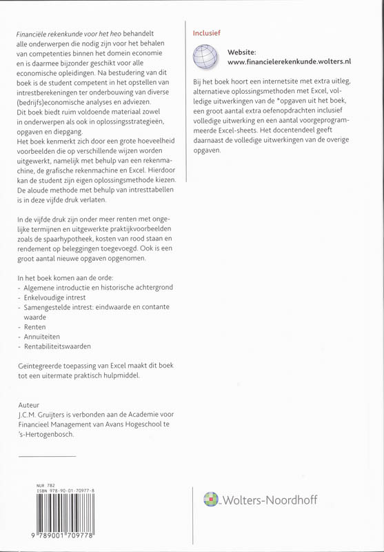 Achterkant van Financiele rekenkunde voor het HEO