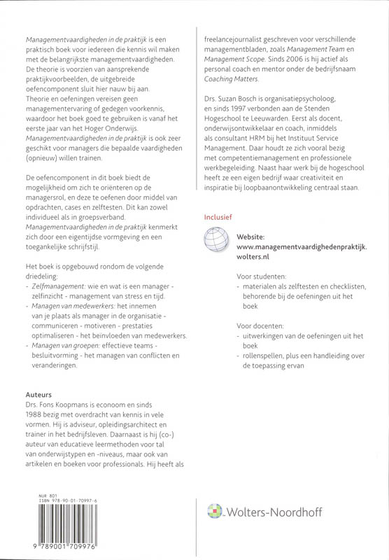 Achterkant van Managementvaardigheden in de praktijk