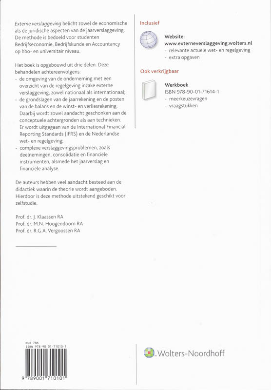 Achterkant van Externe verslaggeving