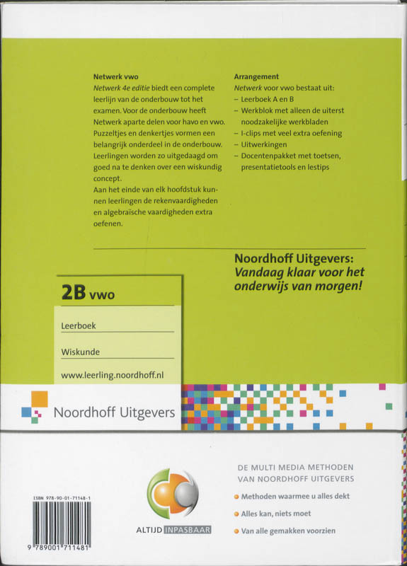 Achterkant van Vwo 2B