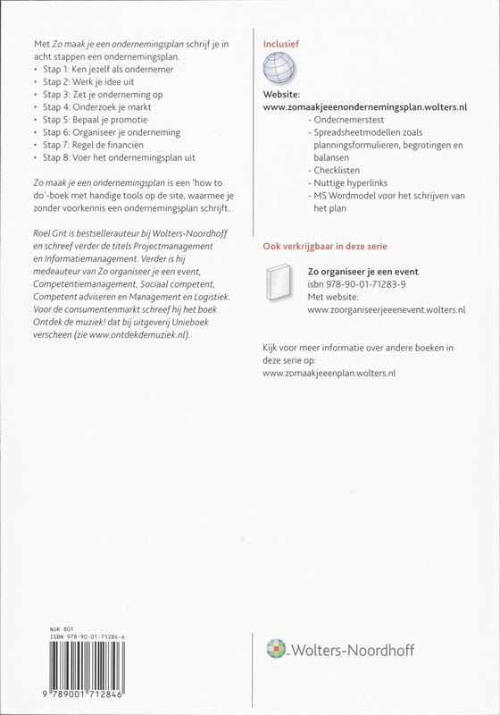 Achterkant van Zo maak je een ondernemingsplan