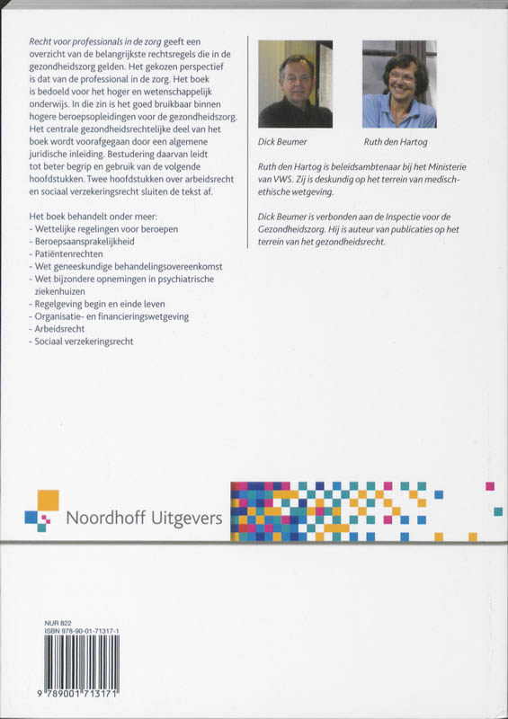 Achterkant van Recht voor professionals in de zorg