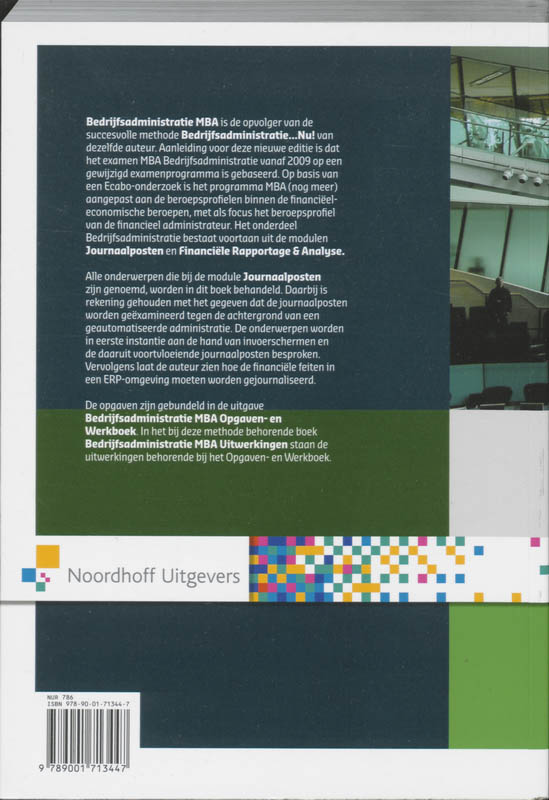Achterkant van Bedrijsadministratie MBA