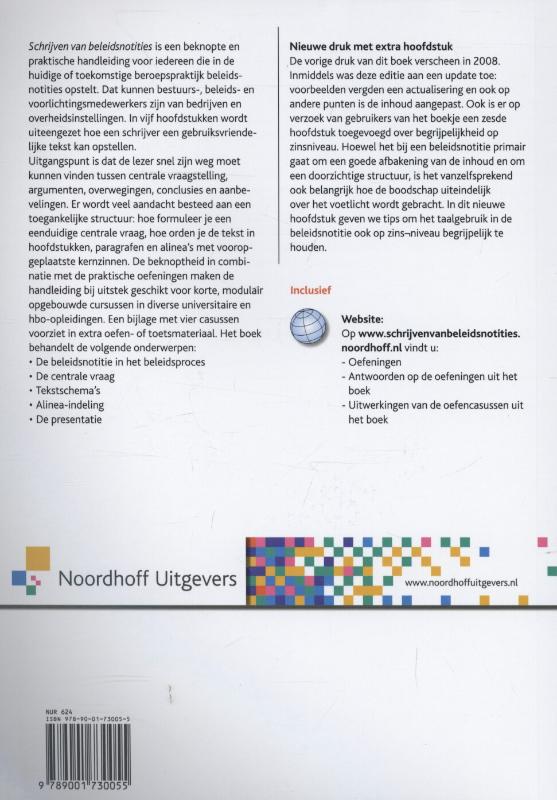 Achterkant van Schrijven van beleidsnotities