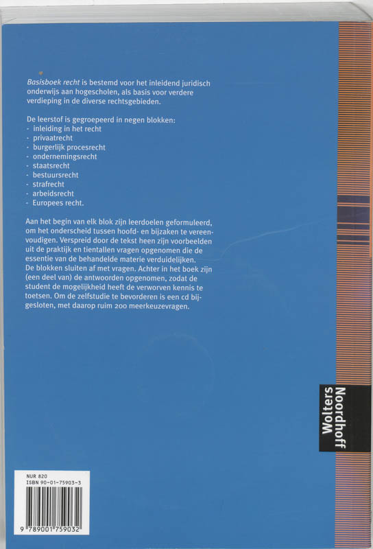 Achterkant van Basisboek Recht
