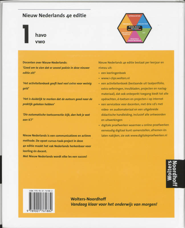 Achterkant van 1 Havo/vwo