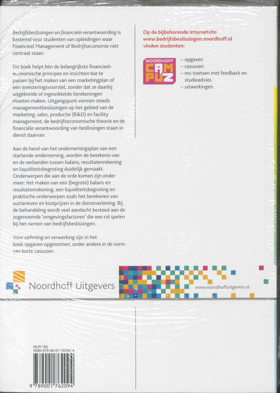 Achterkant van Bedrijfsbeslissingen en financiele verantwoording