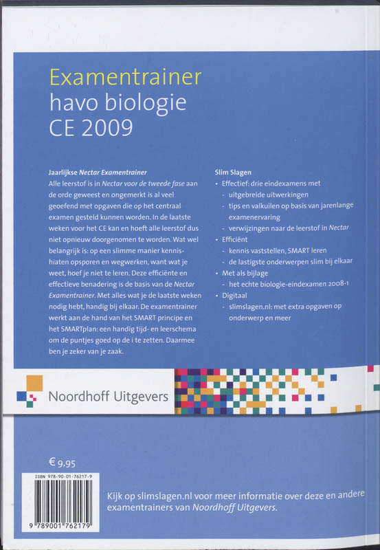 Achterkant van Havo biologie CE 2009