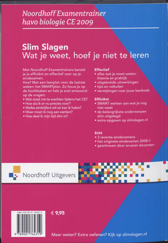 Achterkant van Havo biologie CE 2009