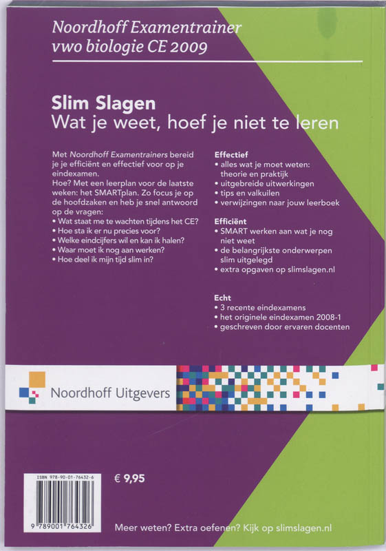 Achterkant van VWO biologie CE 2009