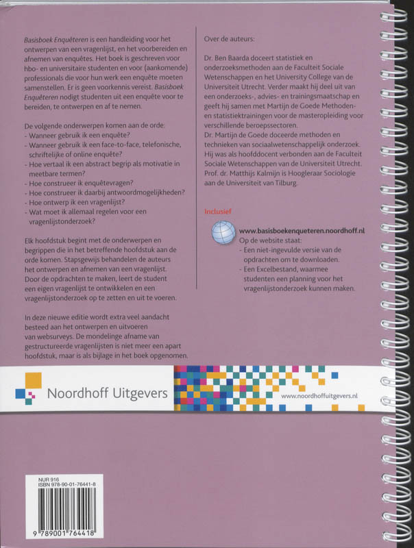 Achterkant van Basisboek enqueteren