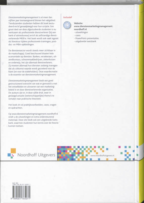 Achterkant van Dienstenmarketingmanagement