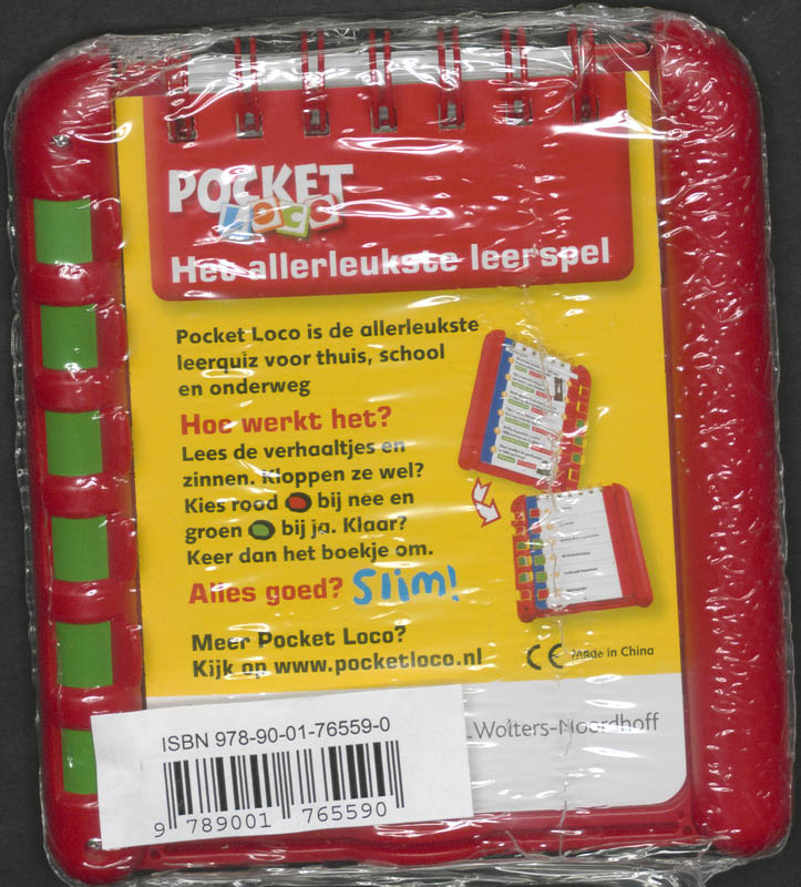 Achterkant van Pocket Loco Spanje Quiz spelhouder+boekje