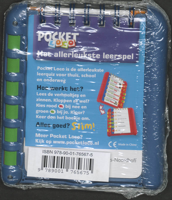 Achterkant van Pocket Loco Nederland Quiz spelhouder+boekje