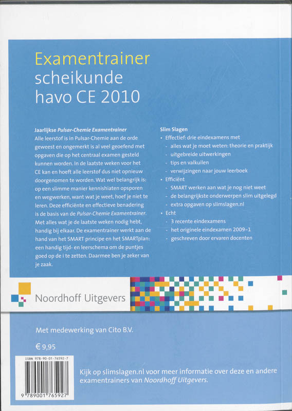Achterkant van Havo scheikunde CE 2010