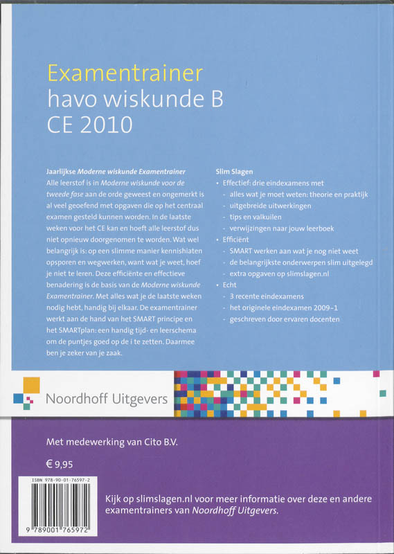 Achterkant van Havo wiskunde B CE 2010