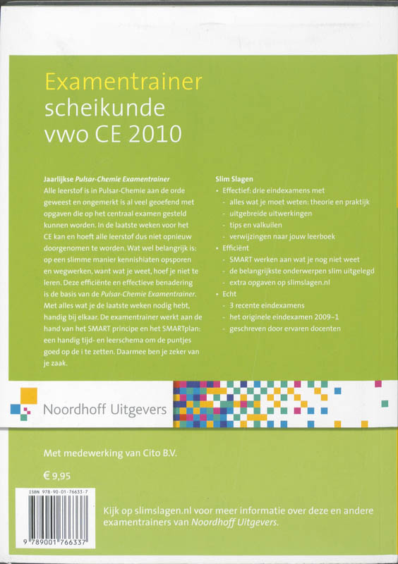 Achterkant van Vwo scheikunde CE 2010
