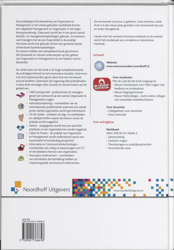 Achterkant van Een praktijkgerichte benadering van Organisatie en management