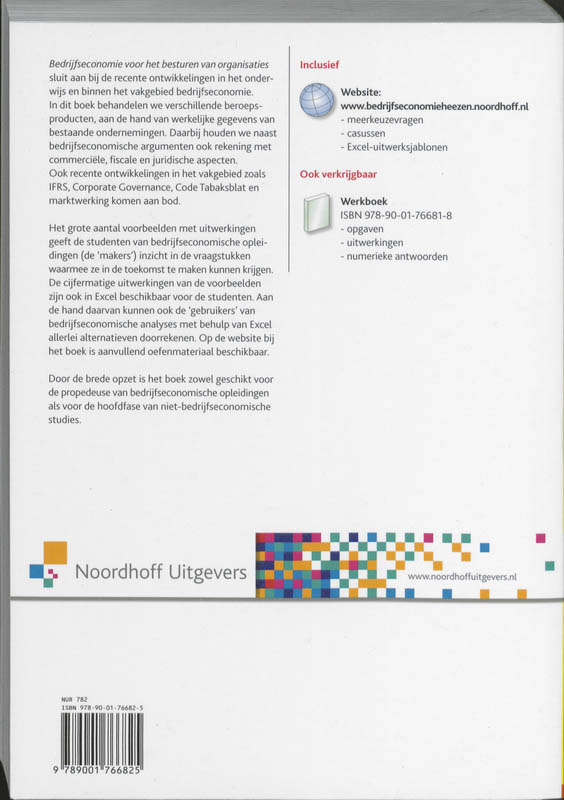 Achterkant van Bedrijfseconomie voor het besturen van organisaties