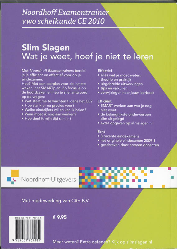 Achterkant van Vwo scheikunde CE 2010