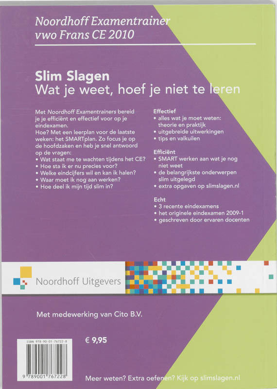Achterkant van Vwo Frans CE 2010