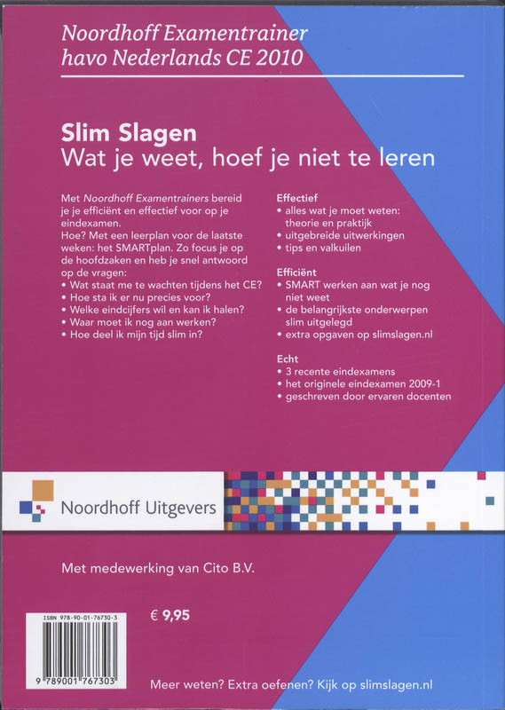 Achterkant van Havo Nederlands CE 2010