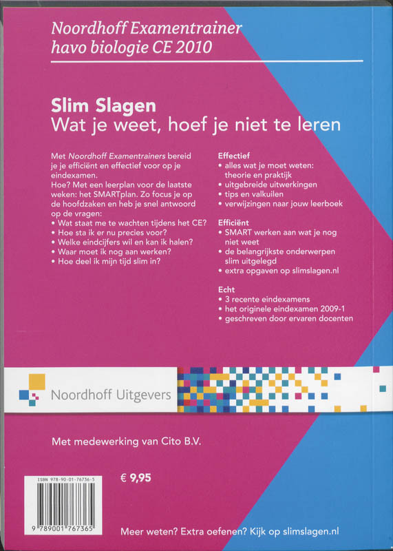 Achterkant van Havo biologie CE 2010
