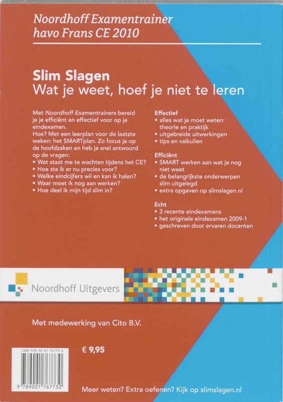 Achterkant van Havo Frans CE 2010