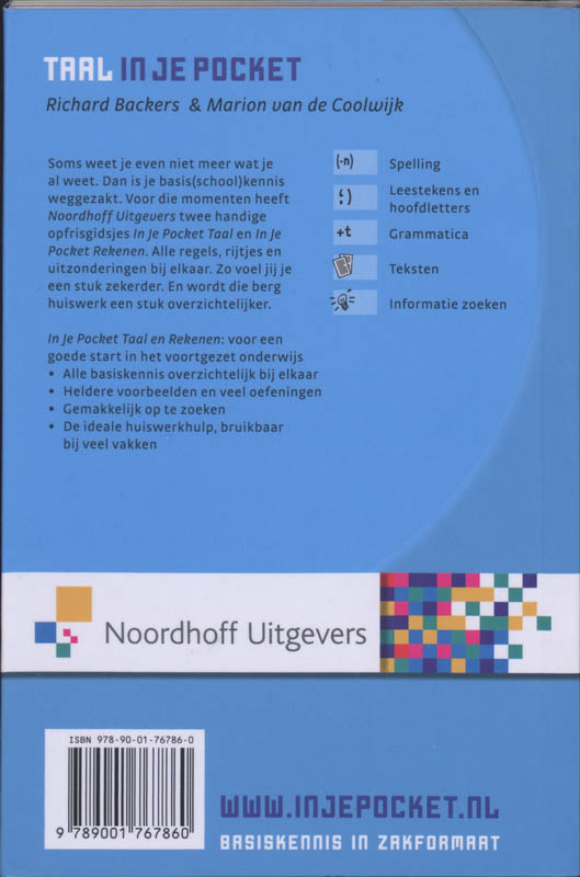 Achterkant van In je pocket Taal