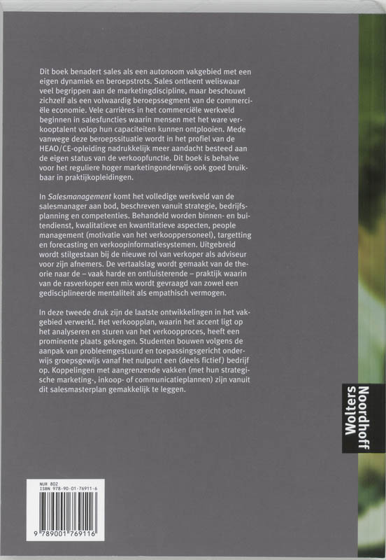 Achterkant van Salesmanagement