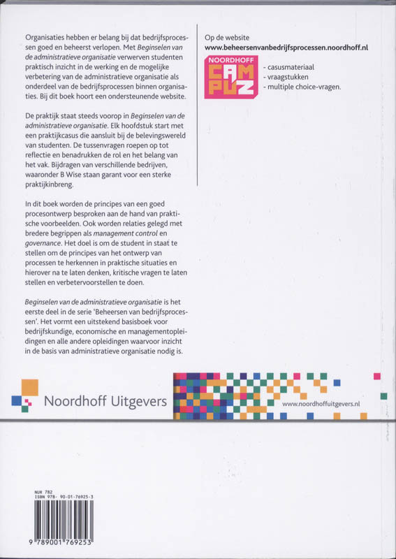 Achterkant van Beginselen van de Administratieve organisatie
