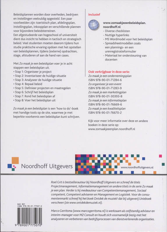 Achterkant van Zo maak je een beleidsplan