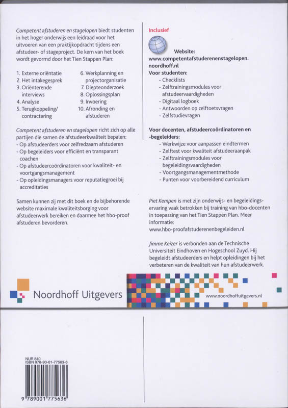 Achterkant van Competent afstuderen en stagelopen
