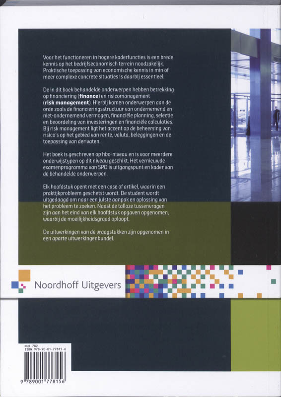 Achterkant van Finance & Risk Management