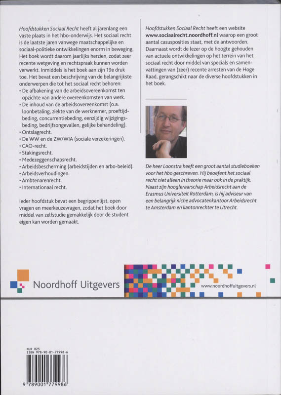 Achterkant van Hoofdstukken Sociaal Recht