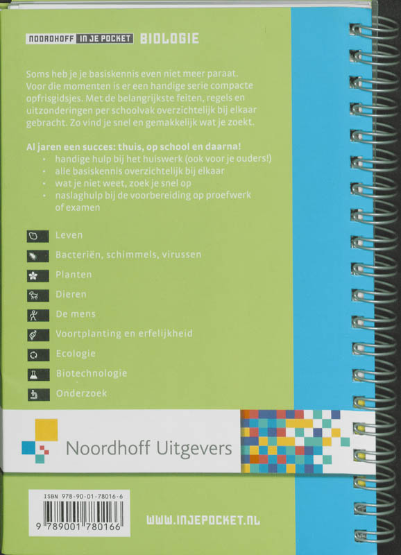 Achterkant van Noordhoff Biologie in je pocket