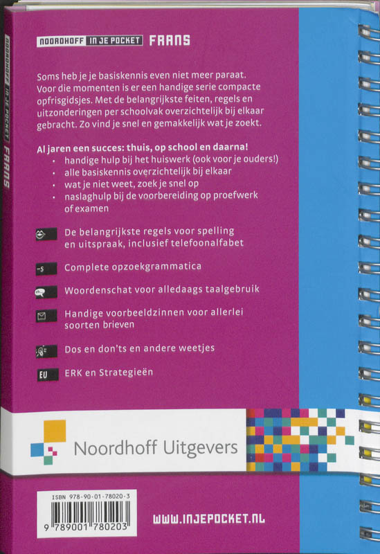 Achterkant van Noordhoff Frans in je pocket