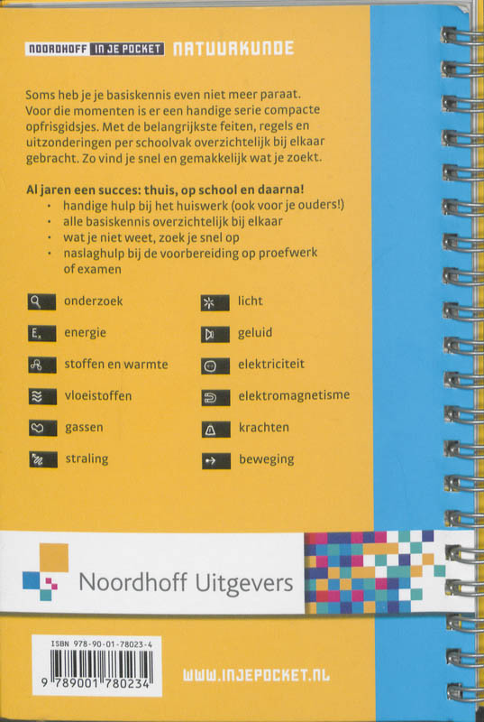Achterkant van Noordhoff in je pocket natuurkunde