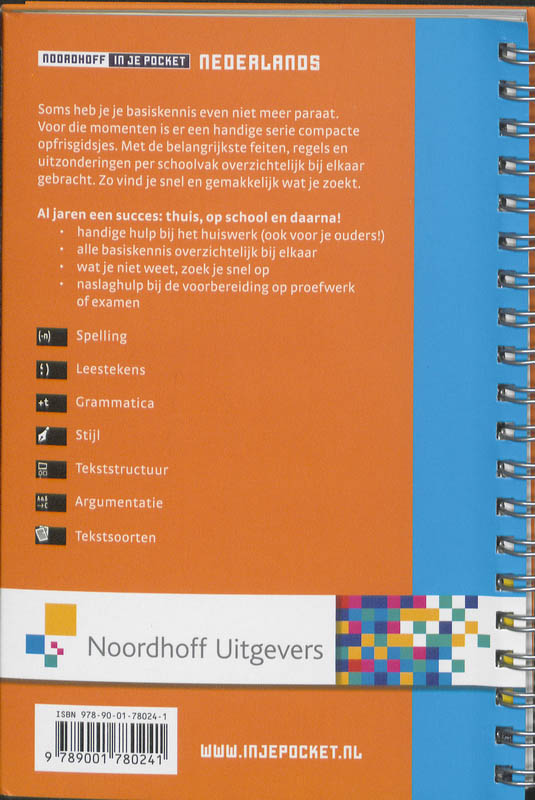 Achterkant van Noordhoff Nederlands in je pocket