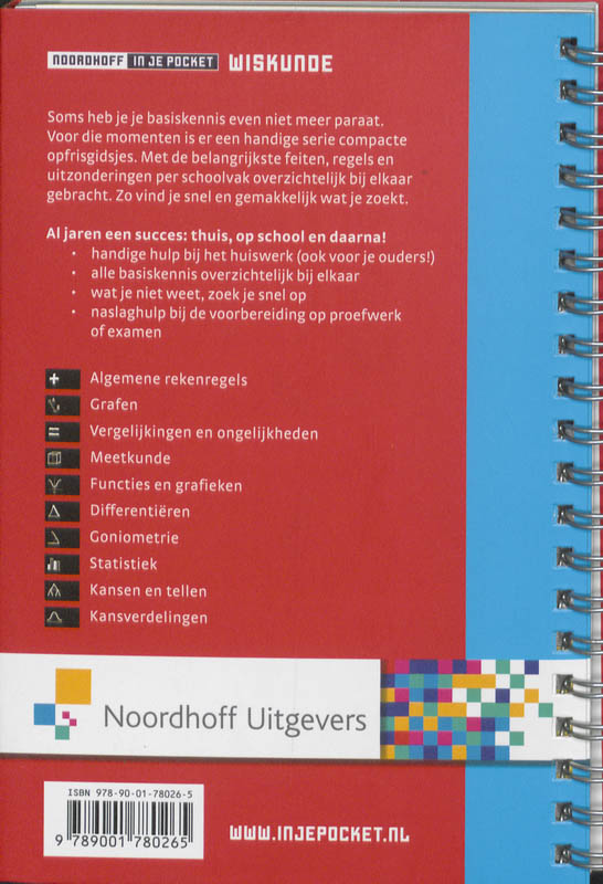 Achterkant van Noordhoff Wiskunde in je pocket