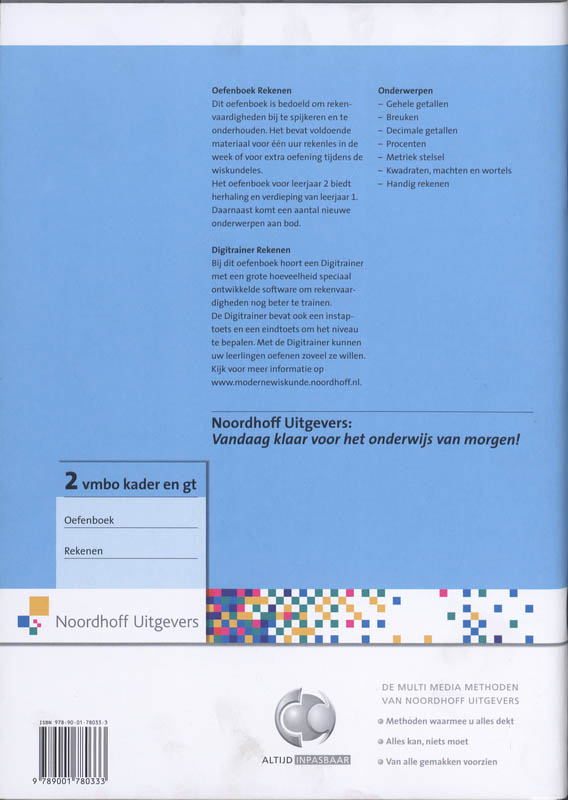 Achterkant van Oefenboek rekenen