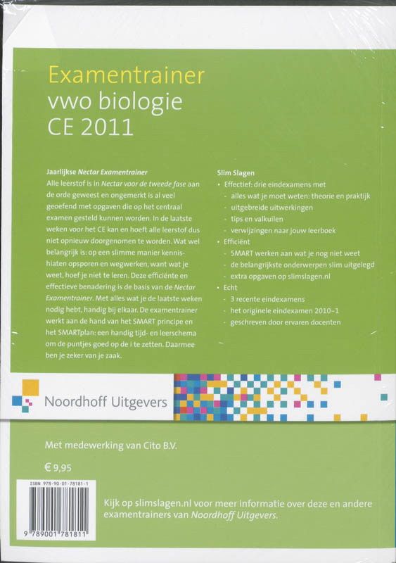 Achterkant van vwo biologie CE 2011
