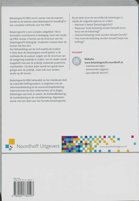 Achterkant van Belastingrecht MBA 2010