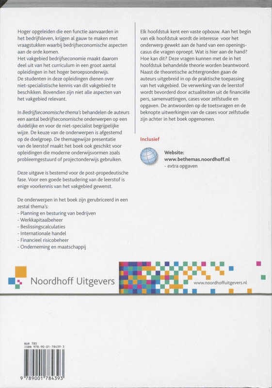 Achterkant van Bedrijfseconomische thema's