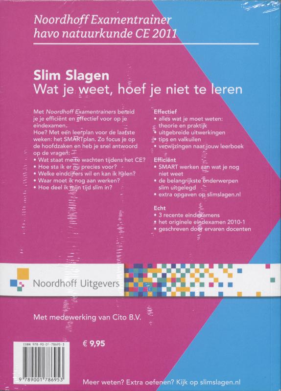 Achterkant van Havo natuurkunde CE 2011