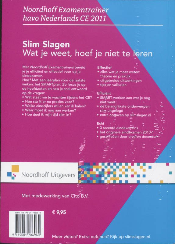 Achterkant van havo Nederlands CE 2011