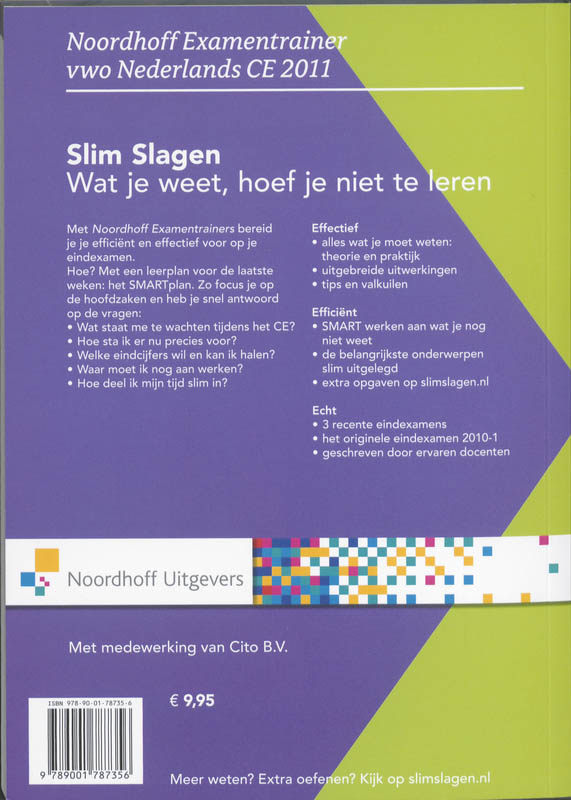 Achterkant van Nederlands vwo CE 2011